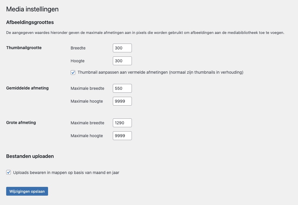 WordPress afbeeldingsformaten aanpassen Wordpress afbeeldingsformaten aanpassen 1